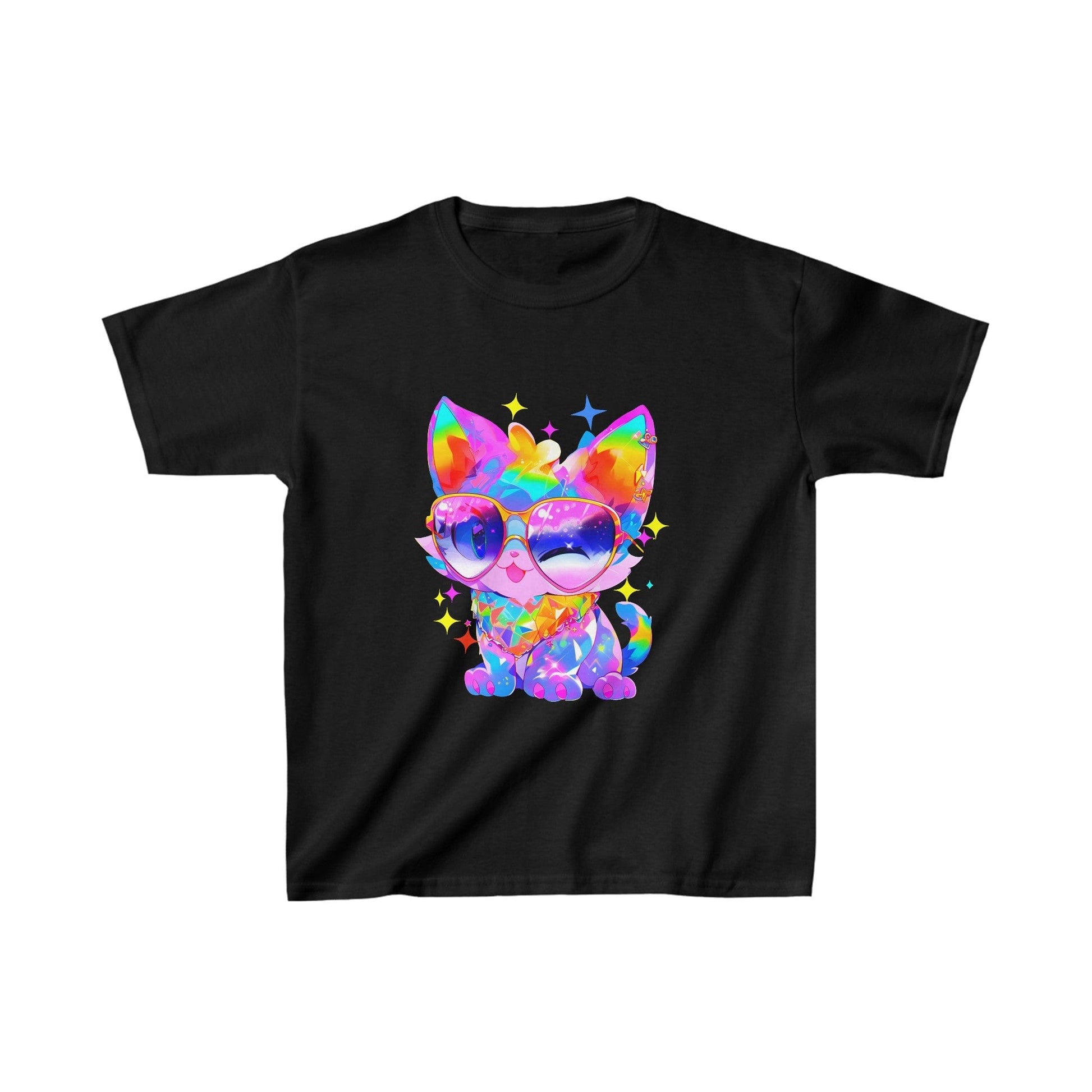 Printify Kids clothes XS / Black Kids Kawaii Cat Tshirt