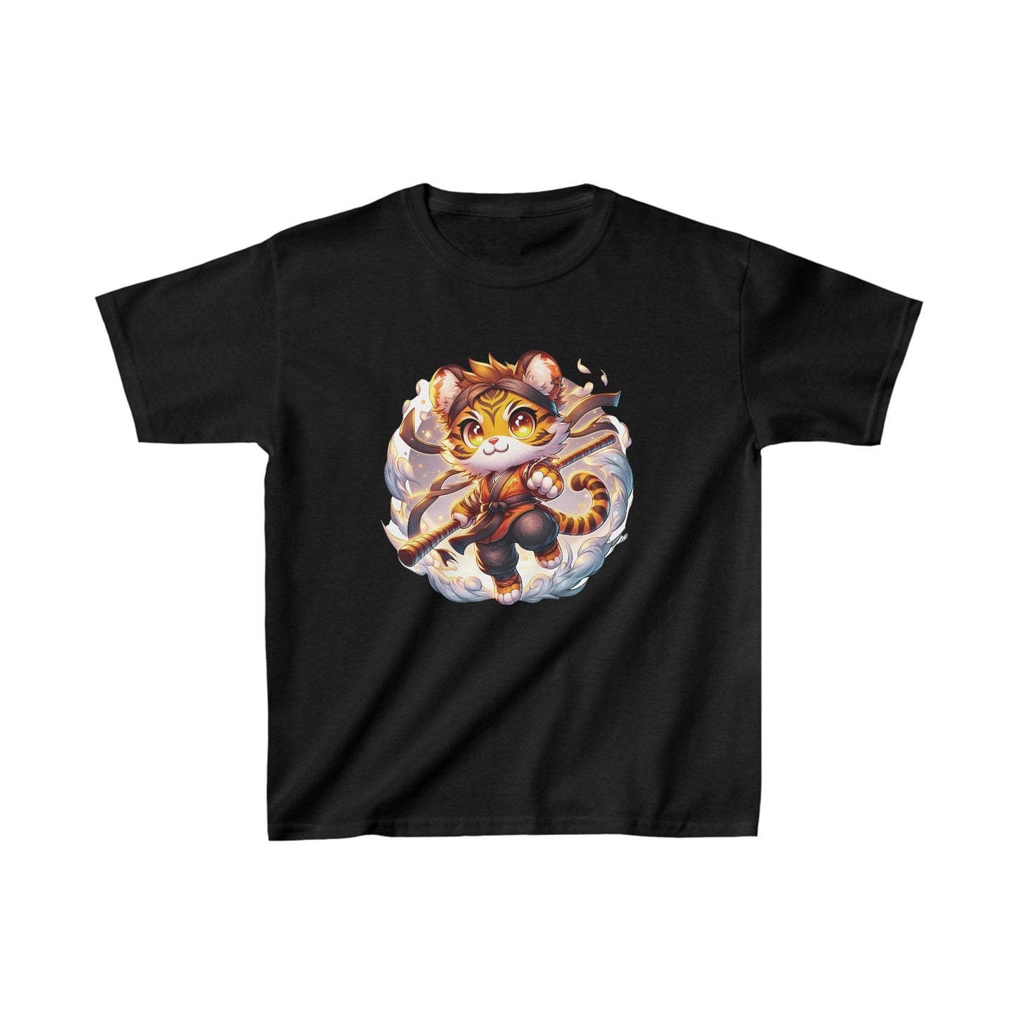 Printify Kids clothes XS / Black Kids Tiger Ninja Warrior Tshirt