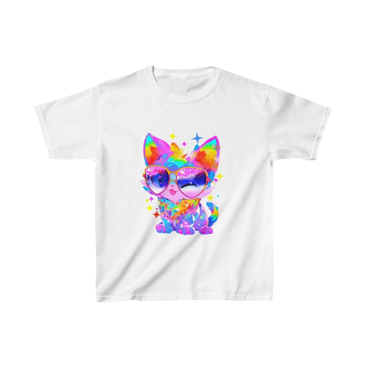 Printify Kids clothes XS / White Kids Kawaii Cat Tshirt