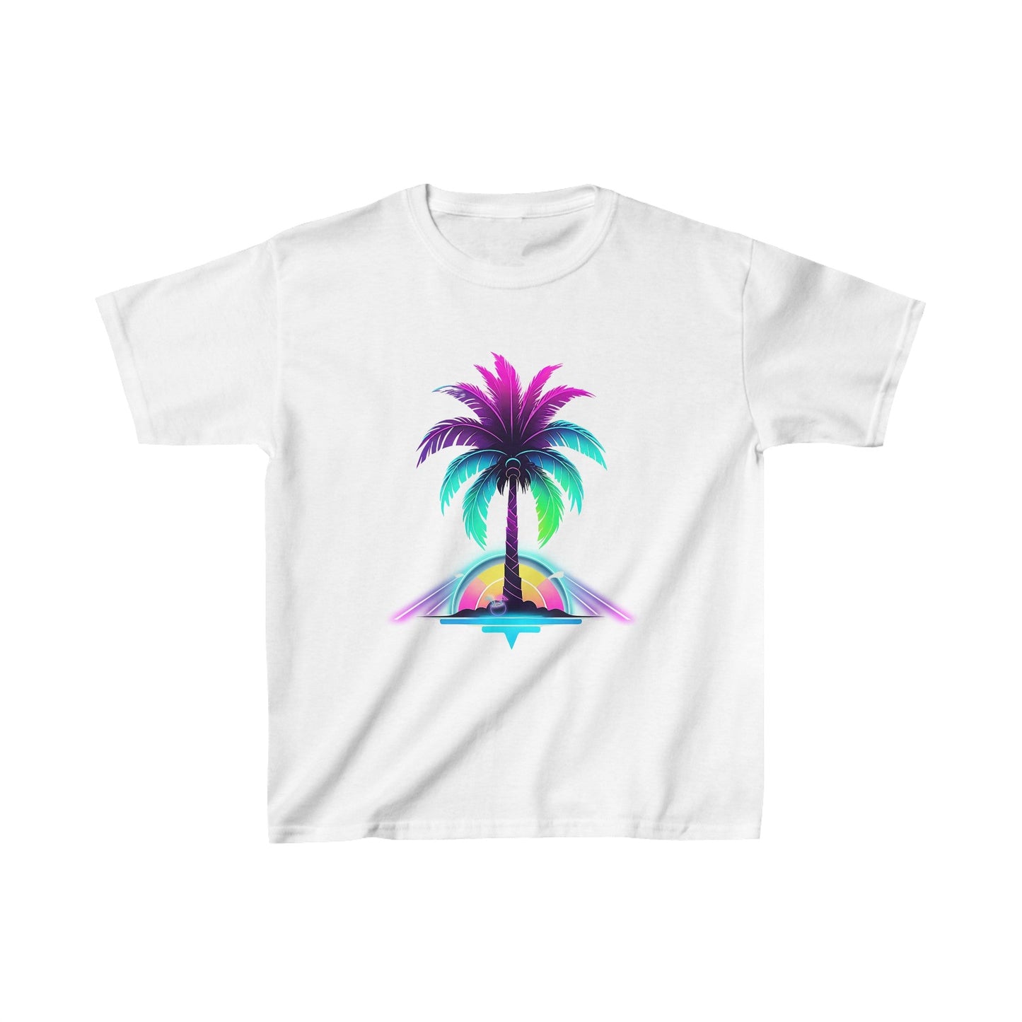 Printify Kids clothes XS / White Kids Neon Palm Tree Cloud Tshirt