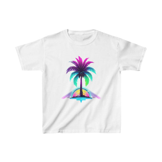 Printify Kids clothes XS / White Kids Neon Palm Tree Cloud Tshirt