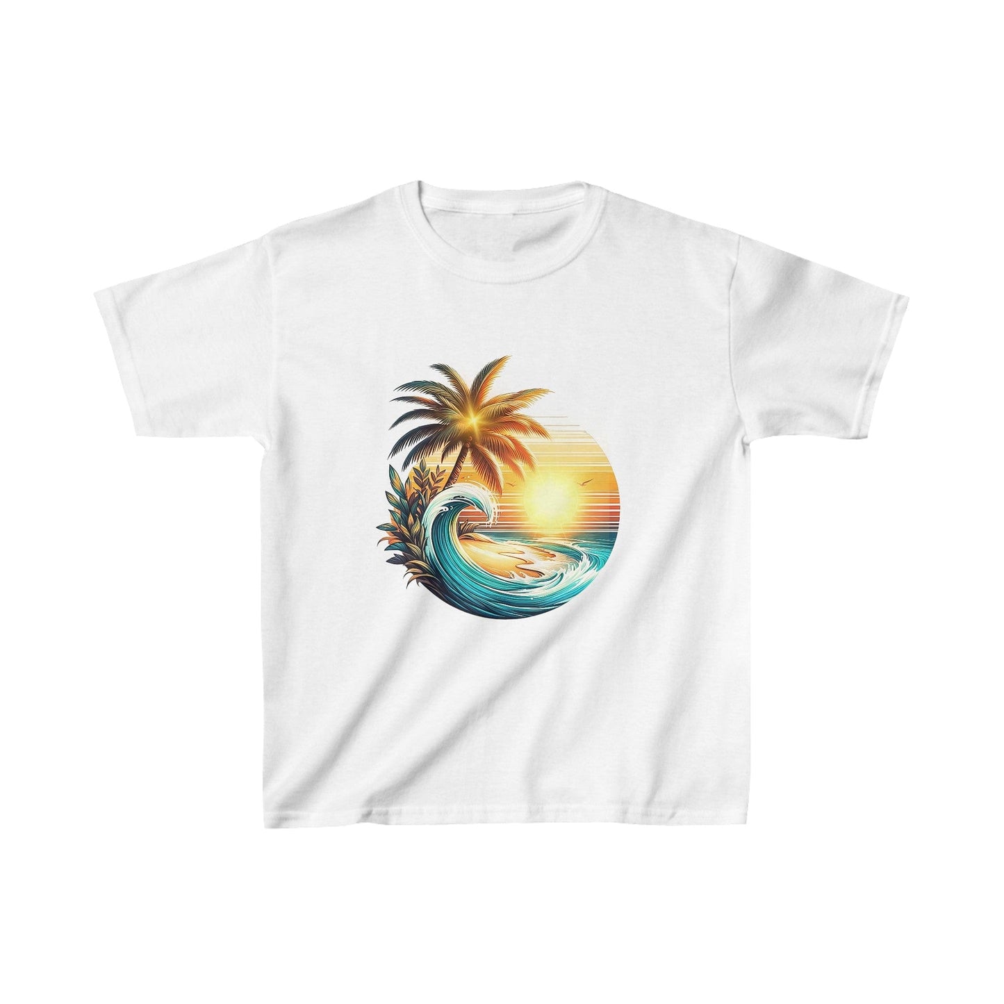 Printify Kids clothes XS / White Kids Palm Wave Paradise Cloud Tshirt