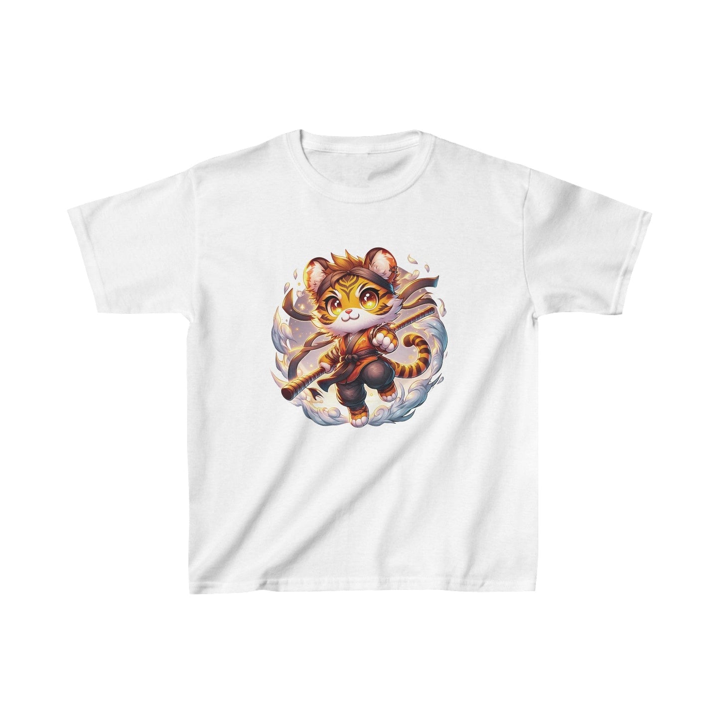 Printify Kids clothes XS / White Kids Tiger Ninja Warrior Tshirt