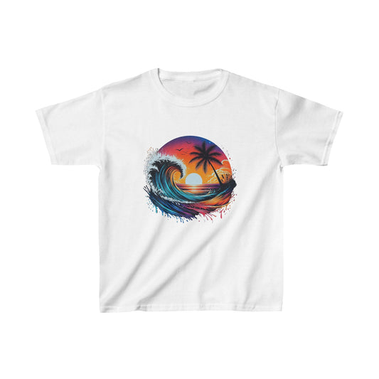 Printify Kids clothes XS / White Kids Wave Sunset Tshirt