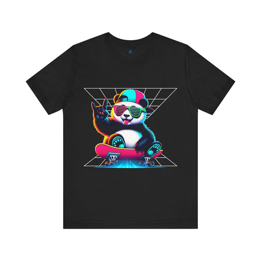 Printify T-Shirt Black / S Skater Panda Cloud Tshirt